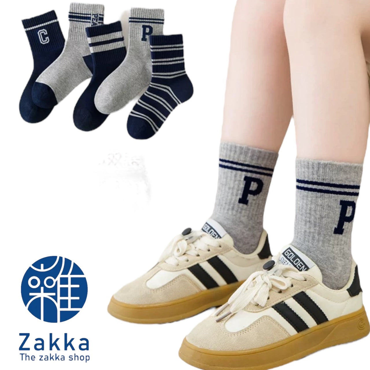 KS-002 Kids High Quality Cotton Crew Socks 5pkt (9-12yrs, 12yr+)