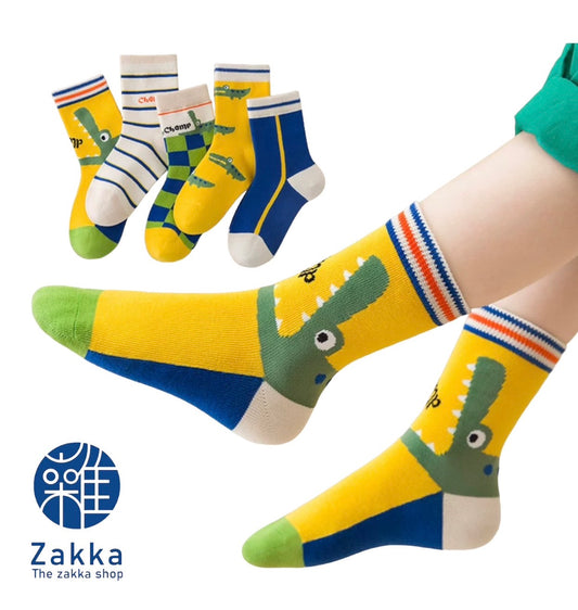 KS-007 Kids High Quality Cotton Crew Socks 5pkt (9-12yrs, 12yr+)