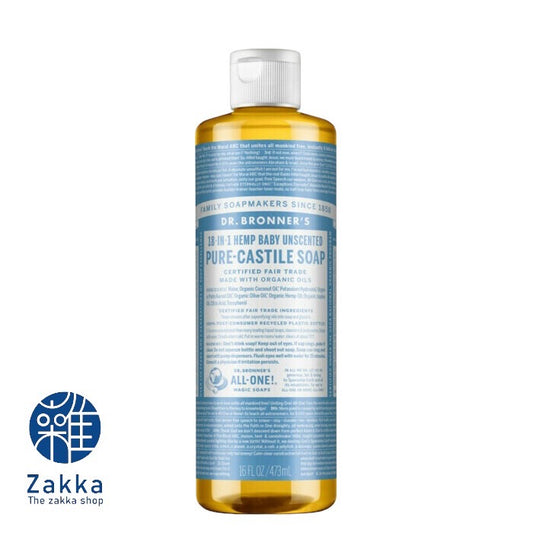 Dr Bronner's 18-In-1 Hemp Baby Unscented Pure Castille Soap 473ml/946ml